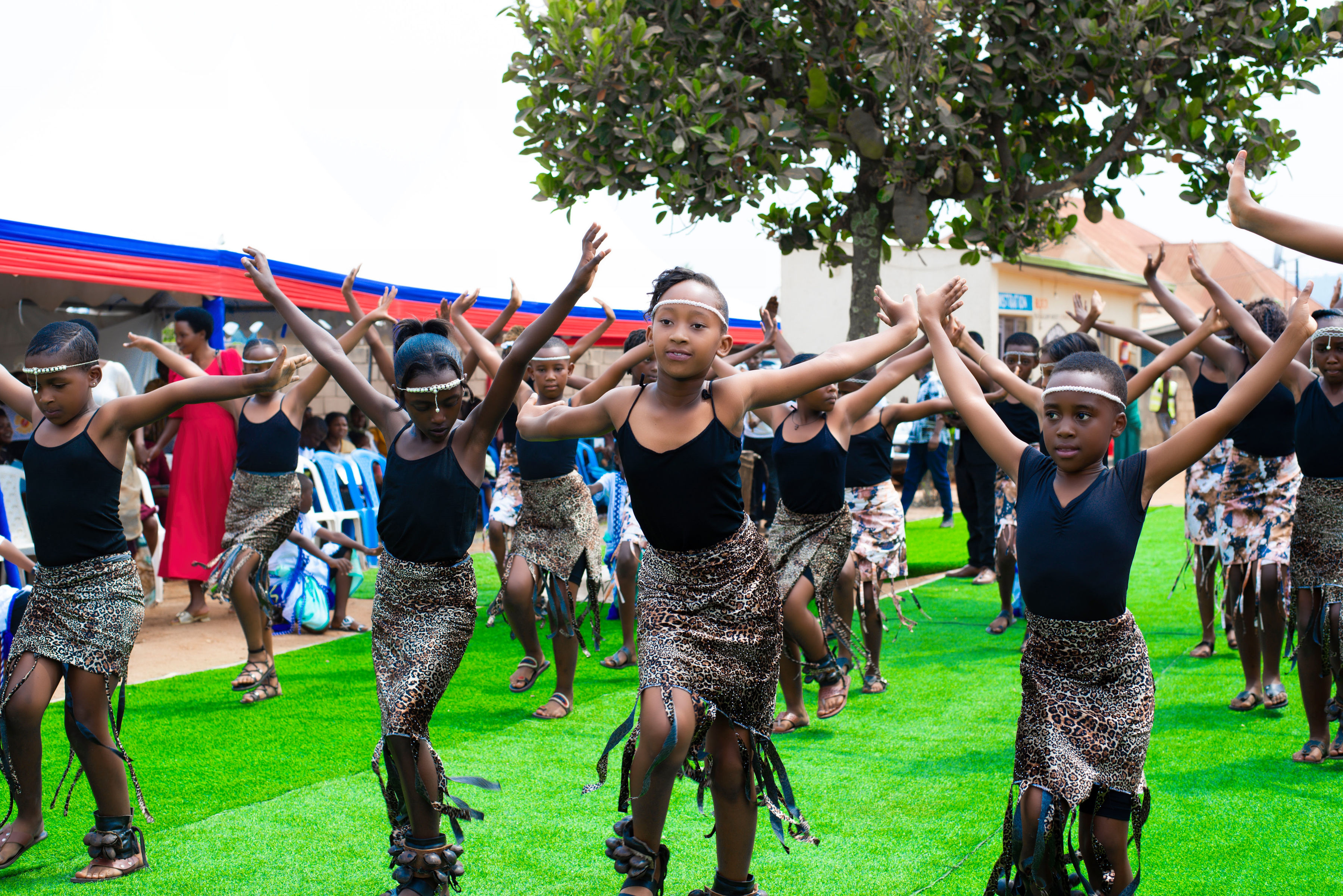 Students participating in a traditional school performance